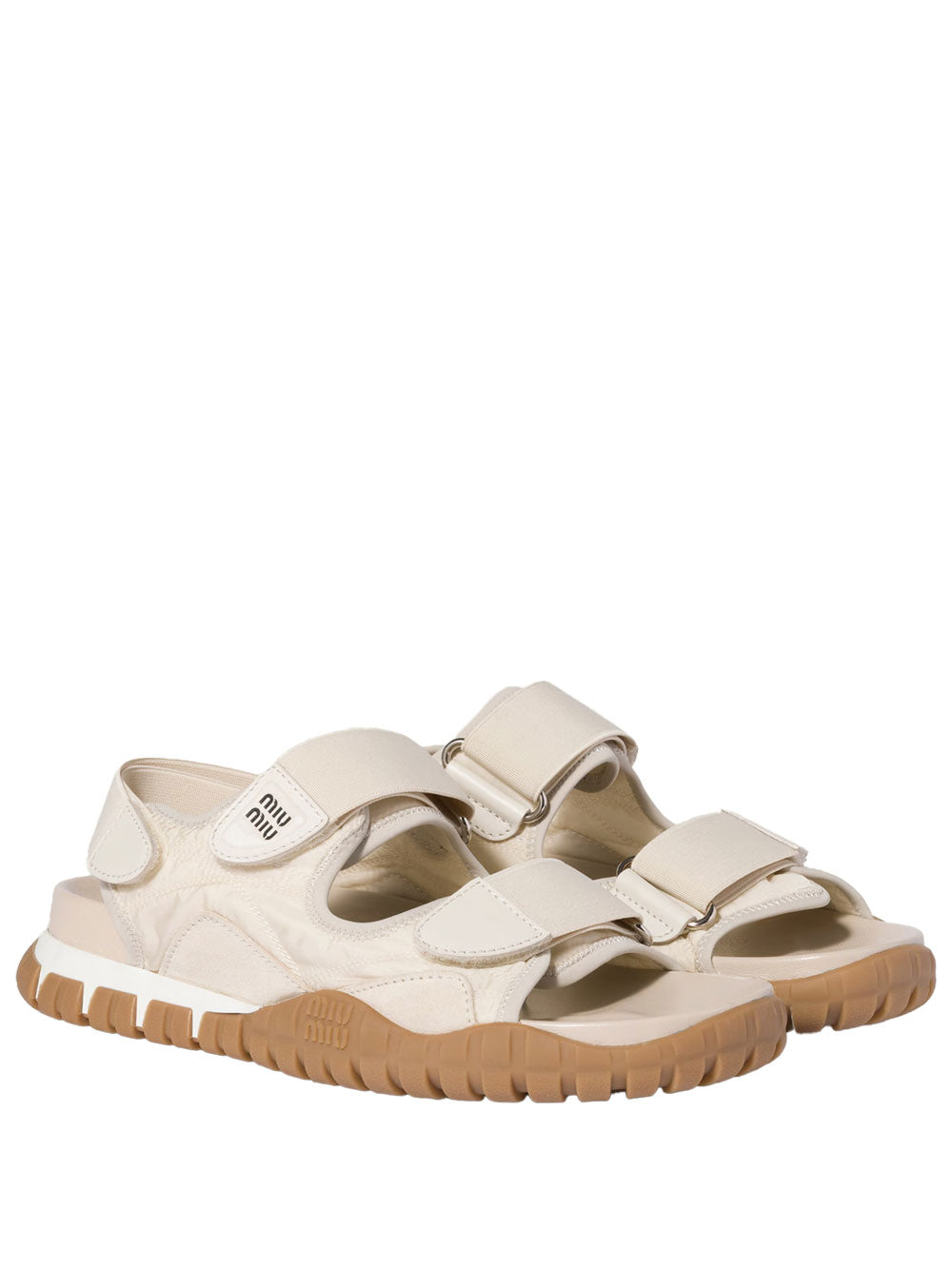 MIUMIU Tyre Technical Fabric And Suede Sandals Women