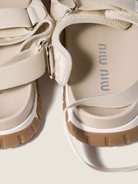 MIUMIU Tyre Technical Fabric And Suede Sandals Women