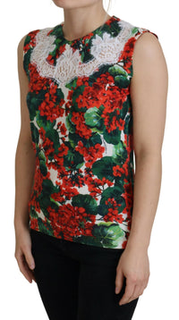 Dolce & Gabbana Women's Geranium Print Sleeveless Top