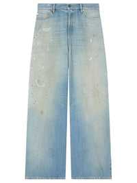 GOLDEN GOOSE Jeans In Denim Azzurro Con Logo Ricamato Golden Women