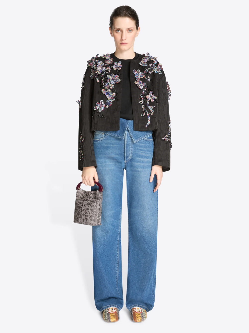 DRIES VAN NOTEN Dries Van Noten Women Giacca Corta Ricamata Con Effetto Moiré