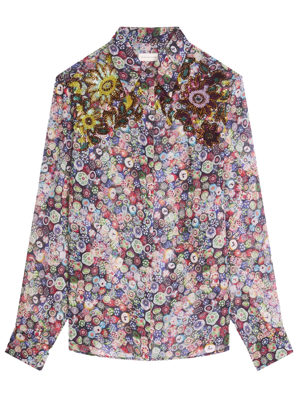 DRIES VAN NOTEN Camicia Aderente In Viscosa Ricamata Women
