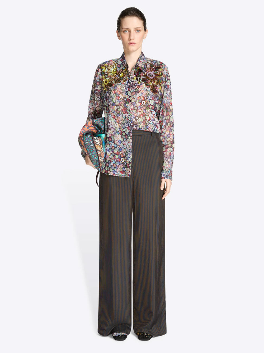 DRIES VAN NOTEN Camicia Aderente In Viscosa Ricamata Women