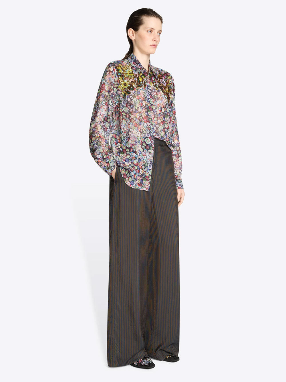 DRIES VAN NOTEN Camicia Aderente In Viscosa Ricamata Women
