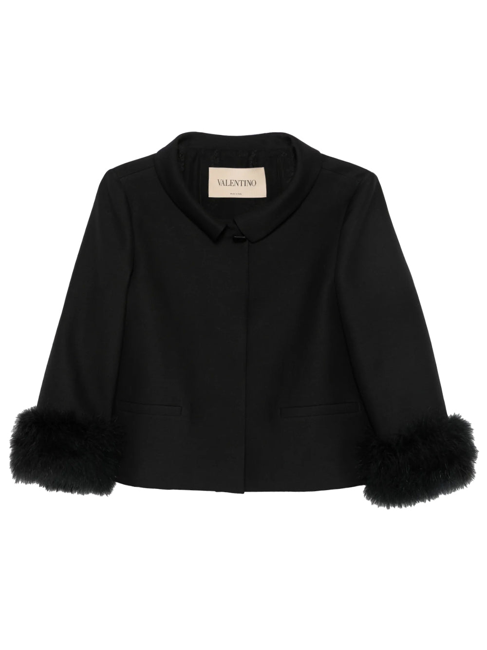 VALENTINO GARAVANI Giacca Crop In Lana E Seta Con Piume Women