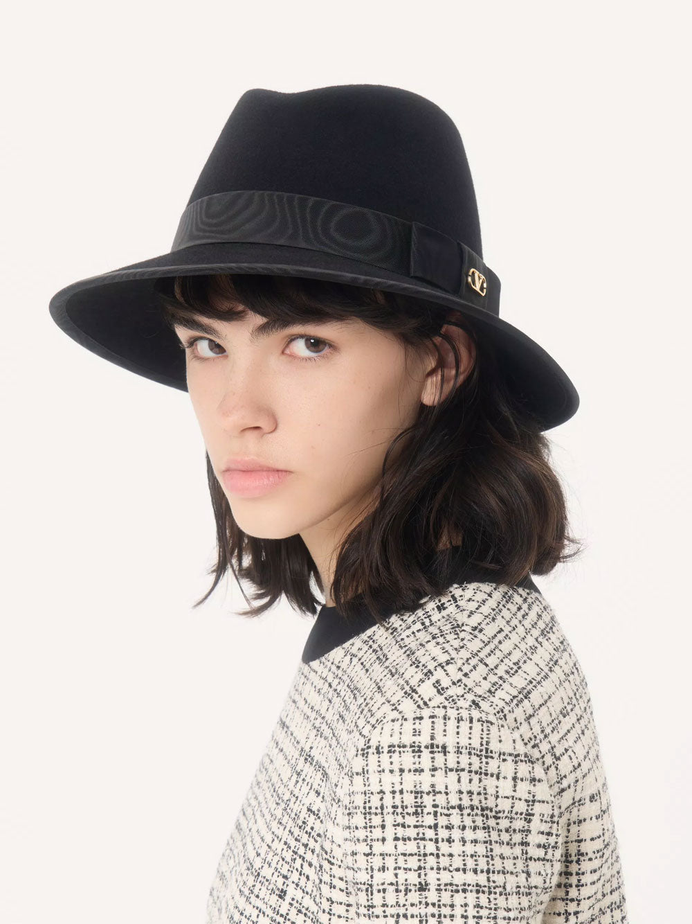 VALENTINO GARAVANI Vlogo Signature Felt Hat With Moiré Ribbon Women