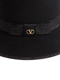 Valentino Garavani Women Vlogo Signature Felt Hat With Moiré Ribbon