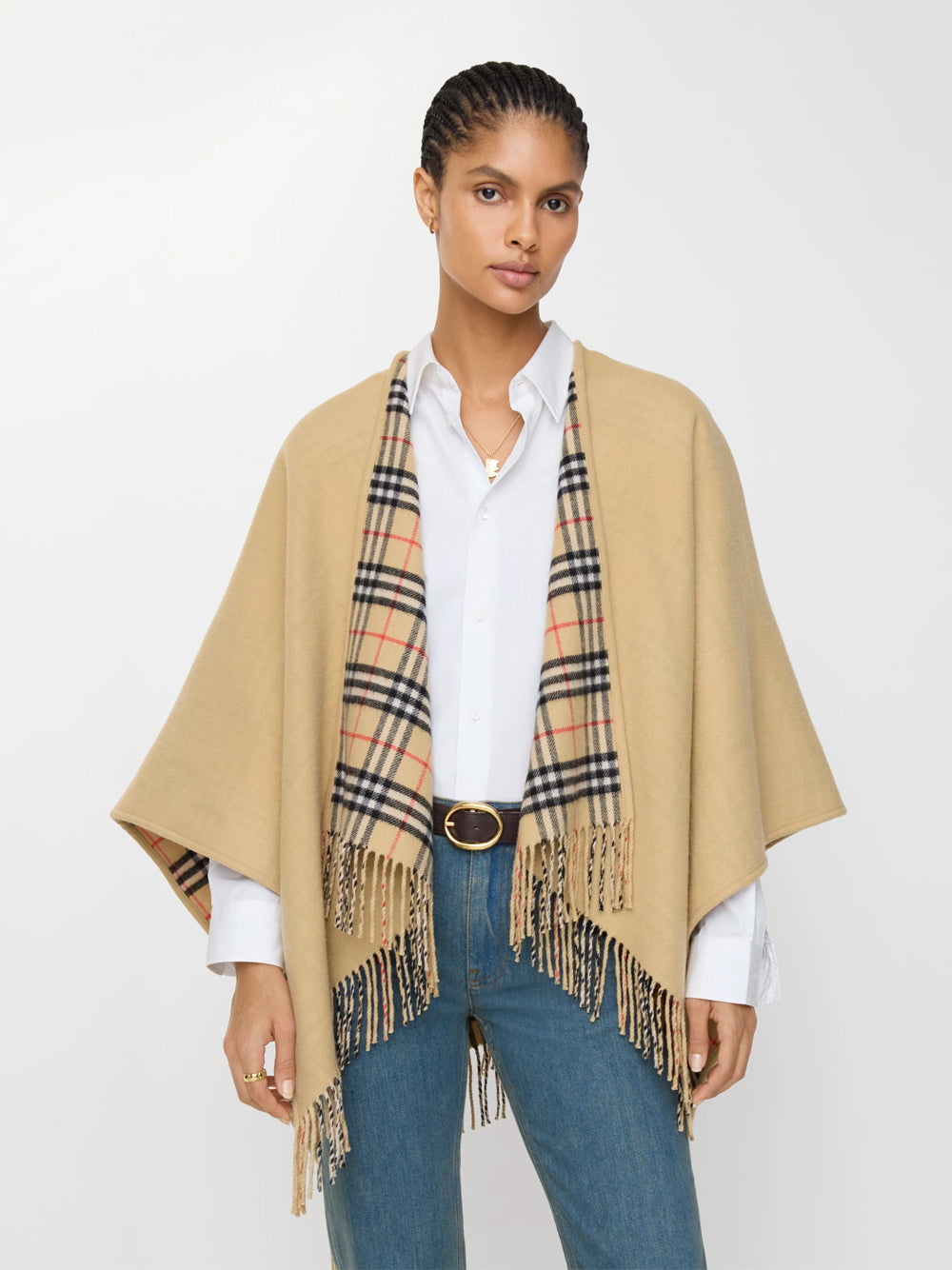BURBERRY LONDON ENGLAND Mantellina Reversibile In Lana Check Women