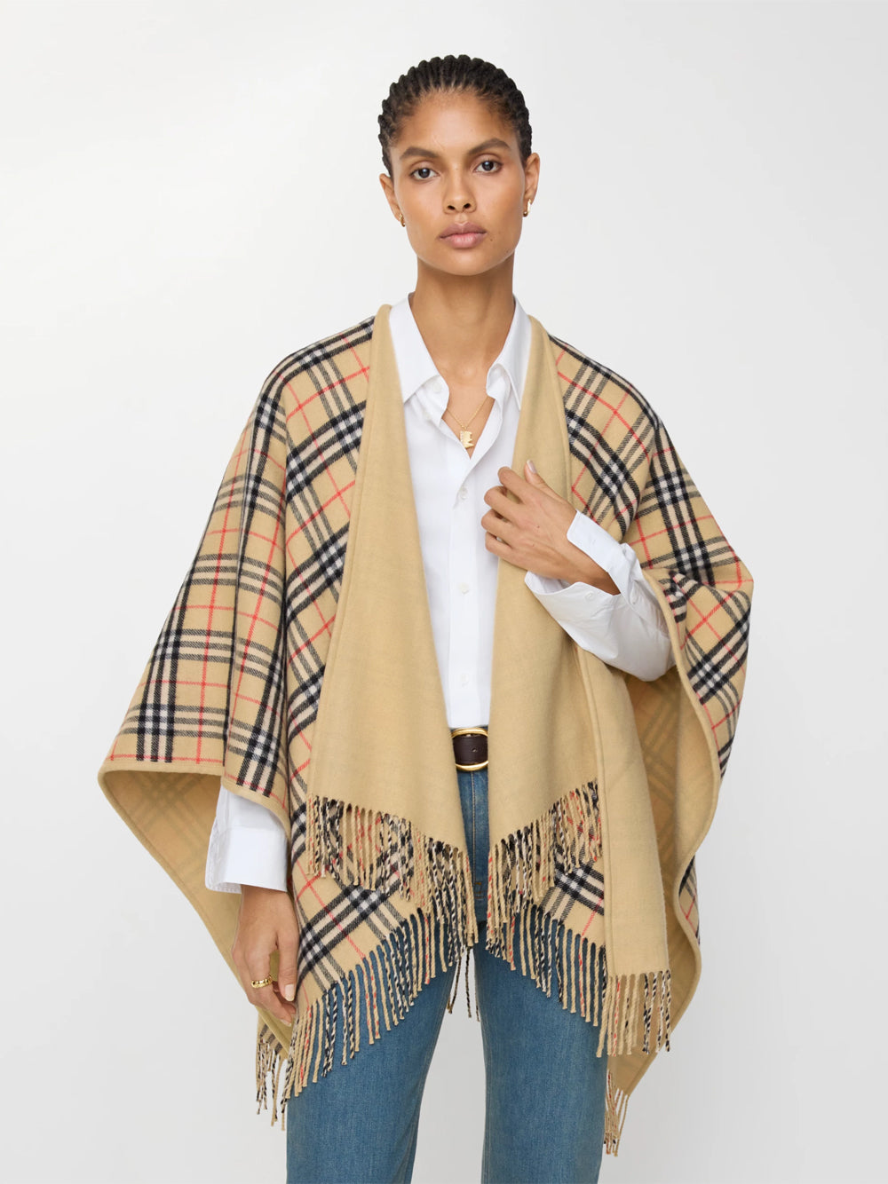 BURBERRY LONDON ENGLAND Mantellina Reversibile In Lana Check Women