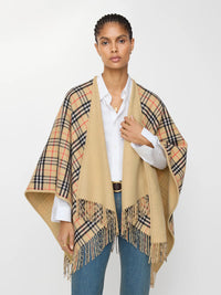 BURBERRY LONDON ENGLAND Mantellina Reversibile In Lana Check Women