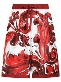 DOLCE & GABBANA Vanity Bermuda Shorts In Majolica-Print Silk Twill Women