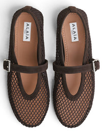 ALAÏA Suede Ballet Flats In Fishnet Women