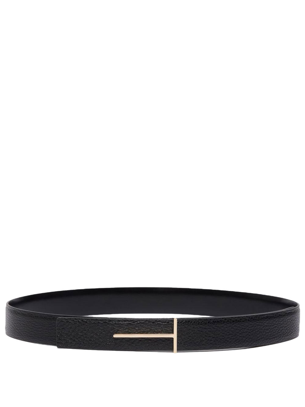 TOM FORD Grained Leather And Spazzolato Leather Slim T Belt Women
