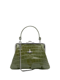 Crocodile-Effect Granny Frame Purse With Chain Women
