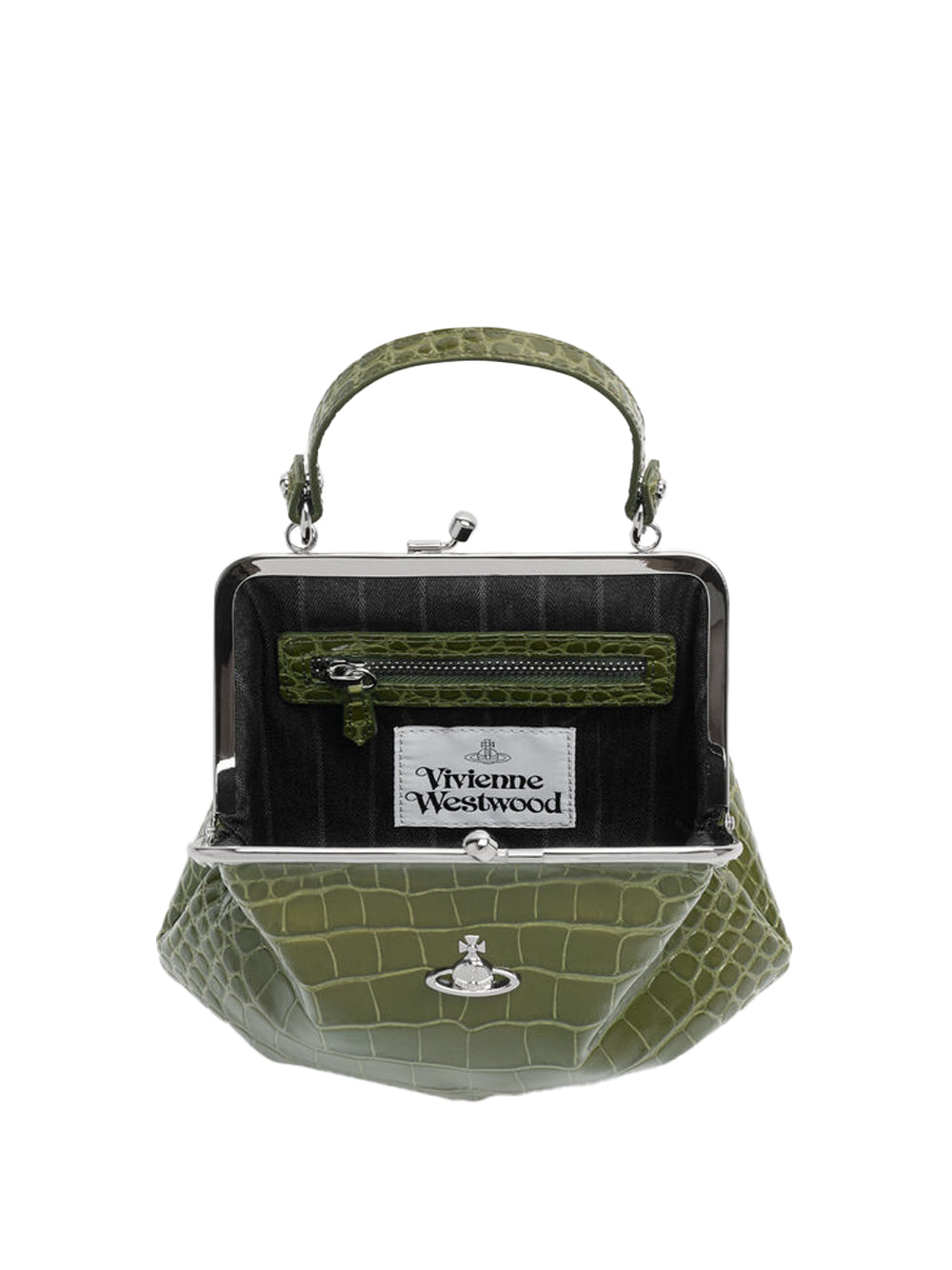 Crocodile-Effect Granny Frame Purse With Chain Women