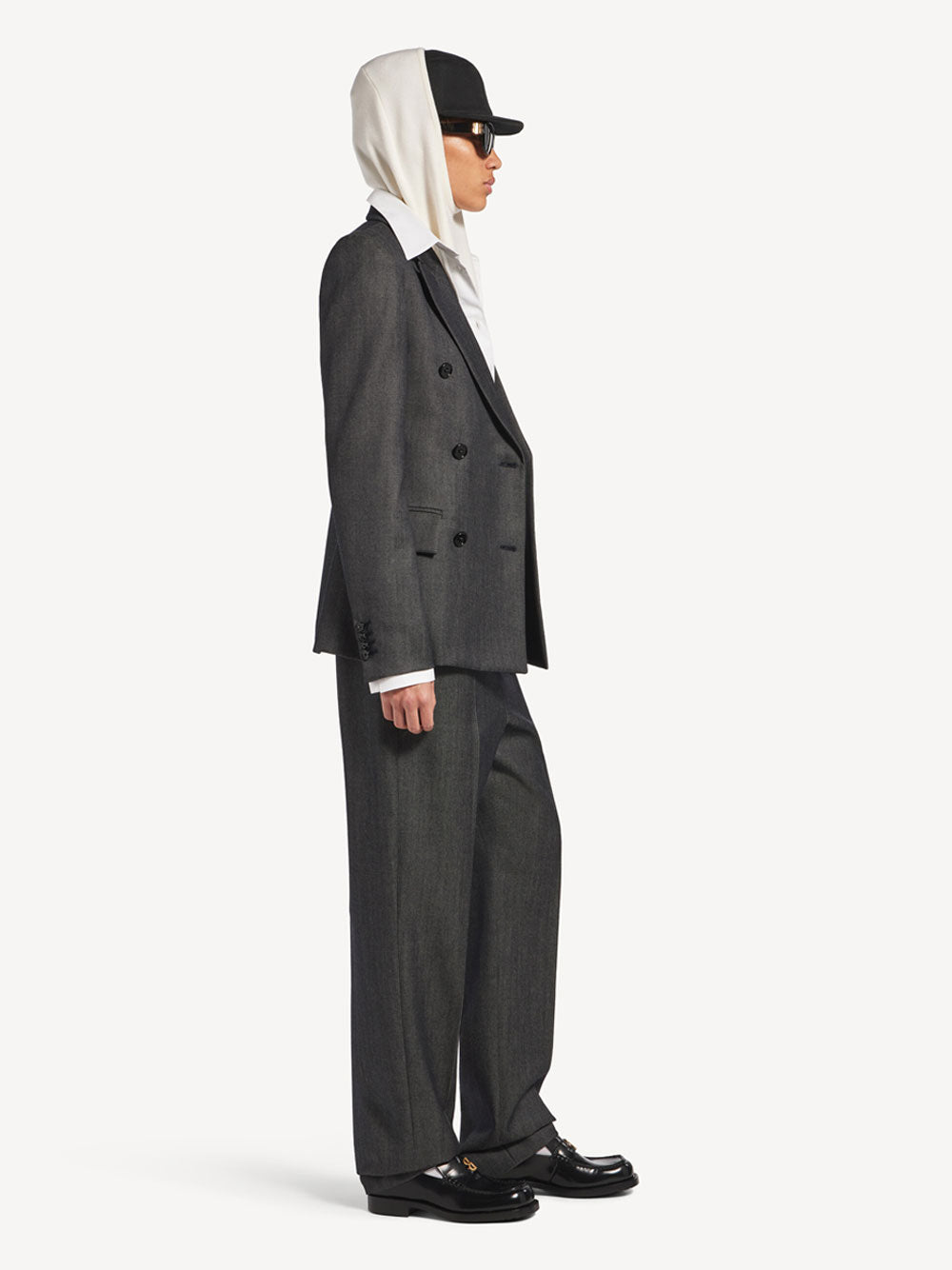 BALENCIAGA Double-Breasted Tailored Jacket In Wool Twill In Denim Look Women