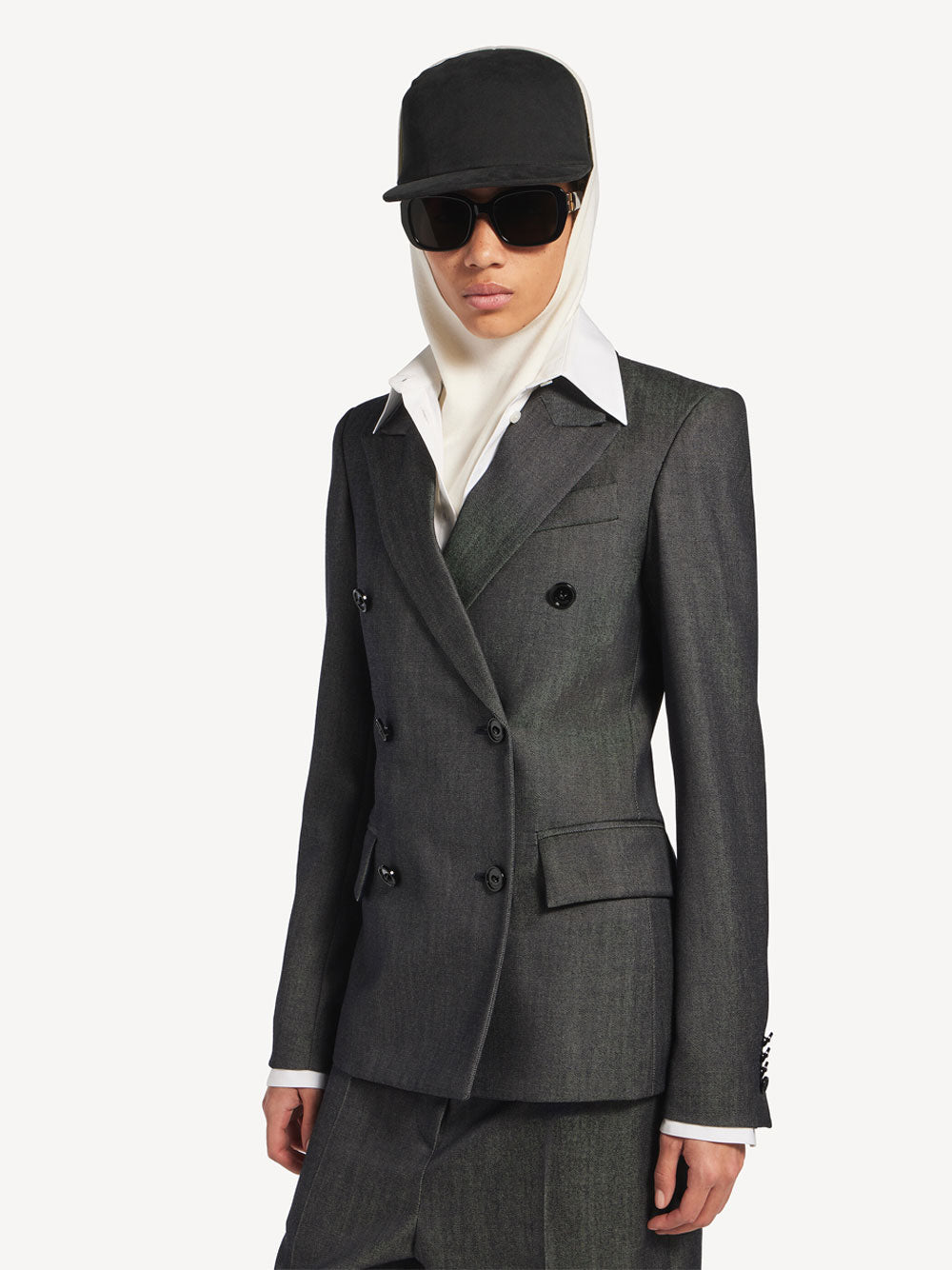 BALENCIAGA Double-Breasted Tailored Jacket In Wool Twill In Denim Look Women