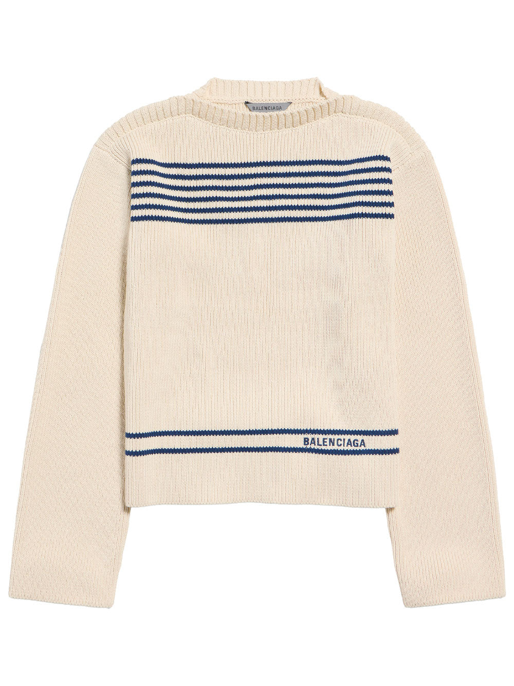 BALENCIAGA Balenciaga Women Boatneck Sweater In Cotton Ribbed Knit