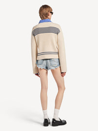 BALENCIAGA Balenciaga Women Boatneck Sweater In Cotton Ribbed Knit
