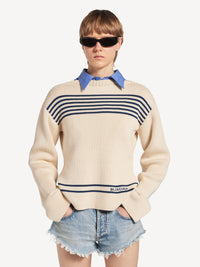 BALENCIAGA Balenciaga Women Boatneck Sweater In Cotton Ribbed Knit