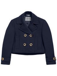 BALENCIAGA Cropped Peacoat In Textured Wool Women