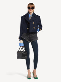 BALENCIAGA Cropped Peacoat In Textured Wool Women