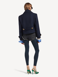 BALENCIAGA Cropped Peacoat In Textured Wool Women