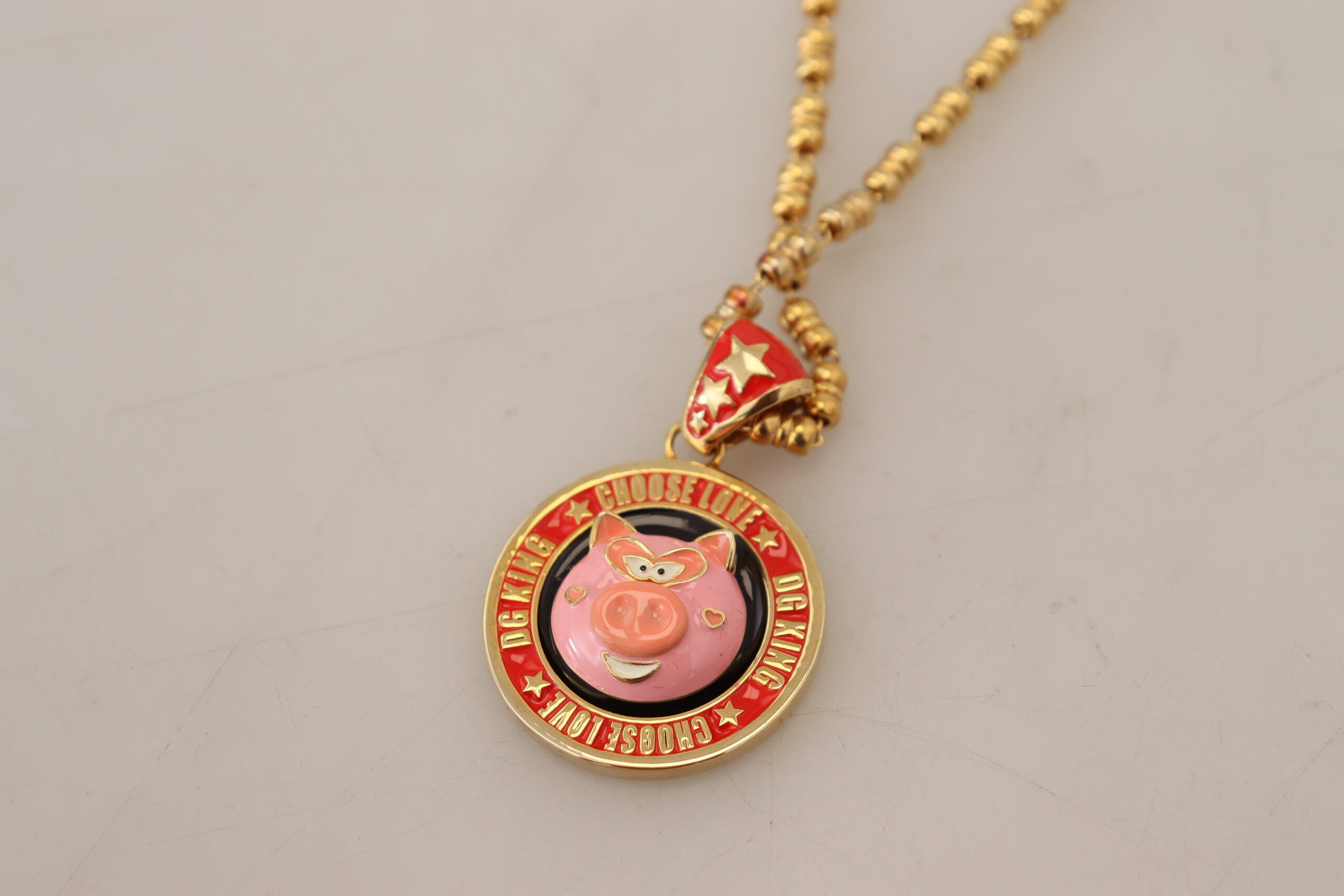 Dolce & Gabbana  Be Kind Choose Love Pig Necklace Gold-tone Metal