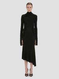 Victoria Beckham Women High Neck Gathered Midi Dress