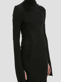 Victoria Beckham Women High Neck Gathered Midi Dress