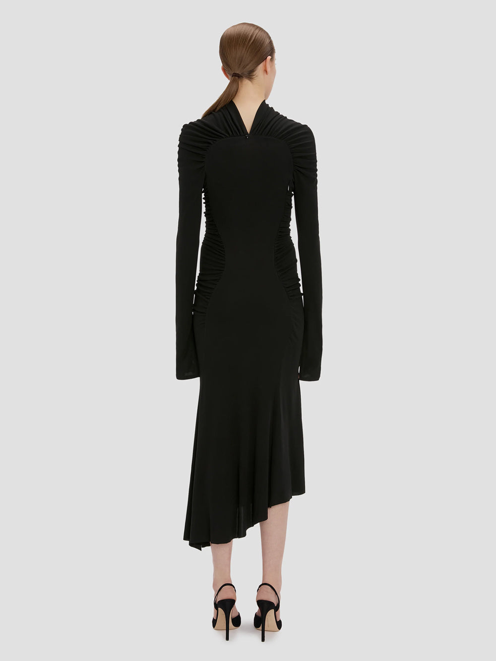 VICTORIA BECKHAM High Neck Gathered Midi Dress Women
