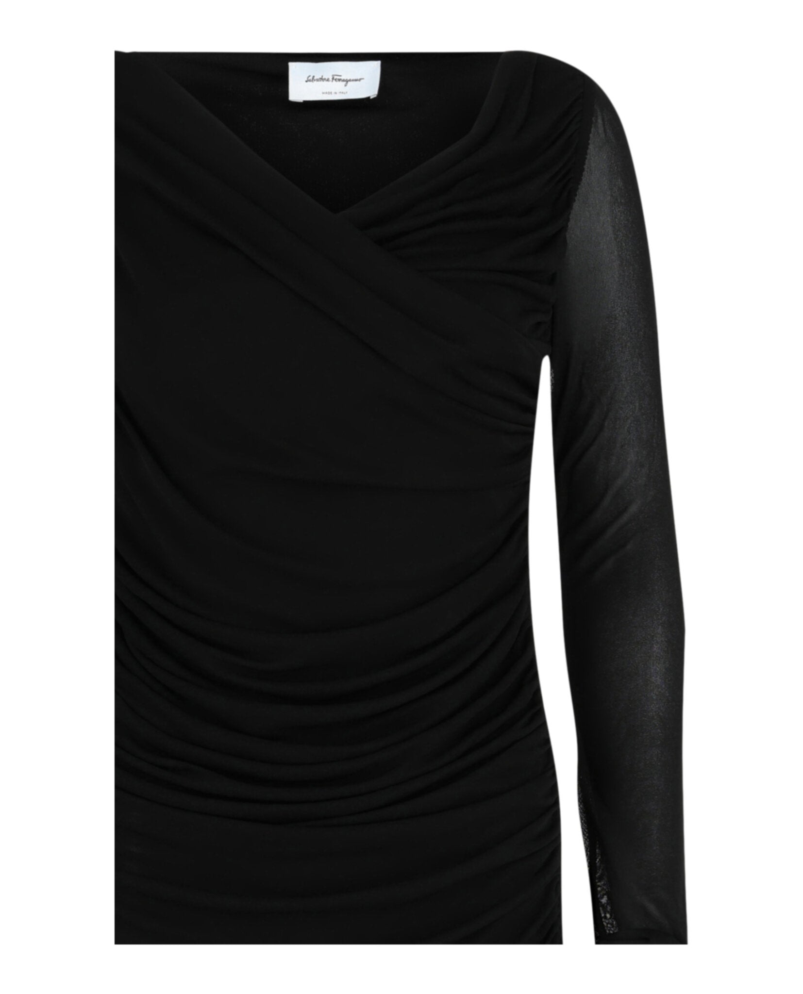 Ferragamo Womens Ruched Long Sleeve Mini Dress