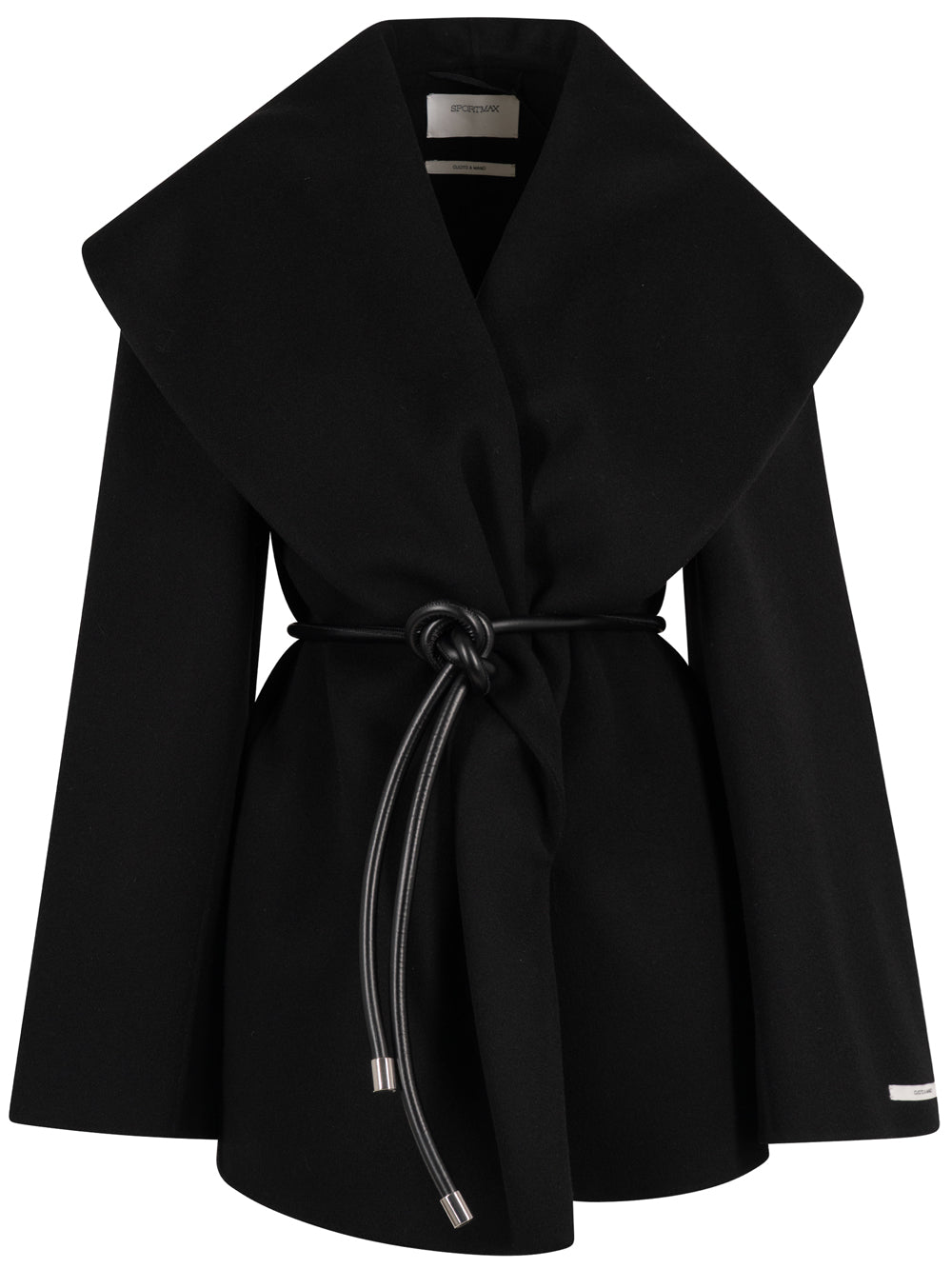 SPORTMAX Sportmax Women Wraparound Wool Cape With Leather Belt