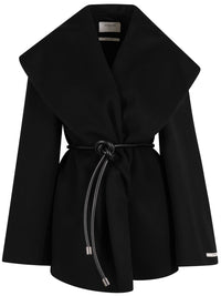 SPORTMAX Sportmax Women Wraparound Wool Cape With Leather Belt