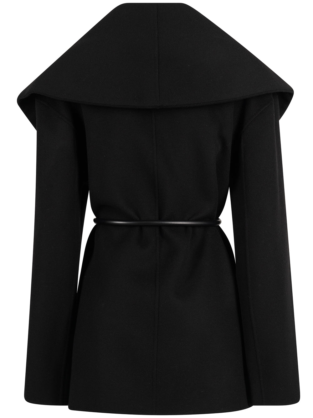 SPORTMAX Sportmax Women Wraparound Wool Cape With Leather Belt