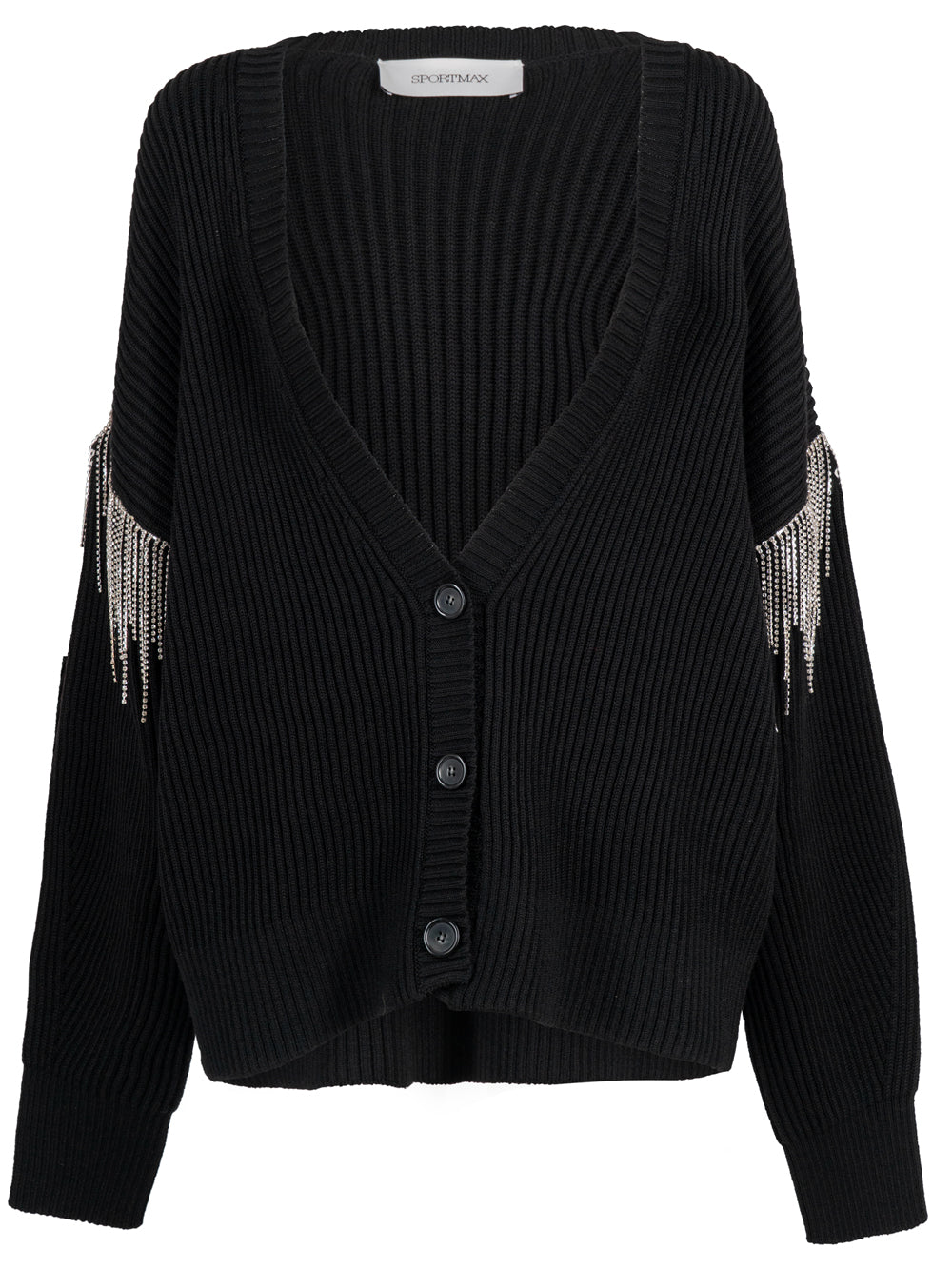 SPORTMAX Sportmax Women Removable Sleeves Wool Cardigan With Rhinestone