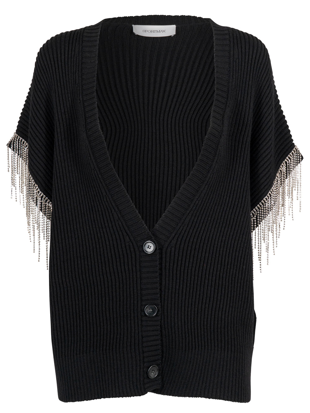 SPORTMAX Removable Sleeves Wool Cardigan With Rhinestone Women