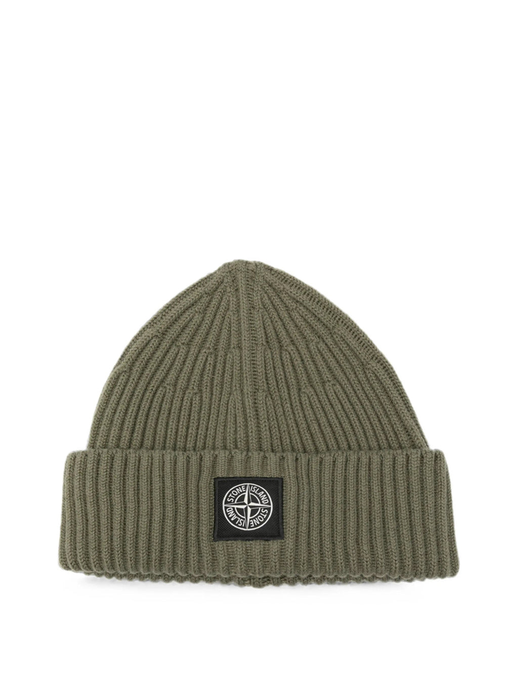 STONE ISLAND Ribbed Wool Beanie With Compass Patch Women