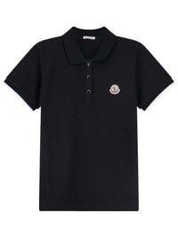 MONCLER Piqué Polo Shirt With Logo Patch Women