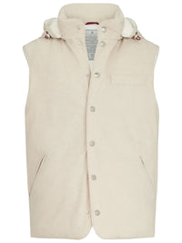 BRUNELLO CUCINELLI Bonded Wool Flannel Down Vest With Detachable Hood Women