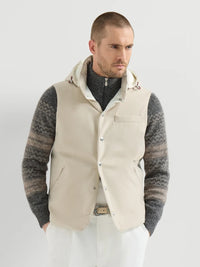 BRUNELLO CUCINELLI Bonded Wool Flannel Down Vest With Detachable Hood Women