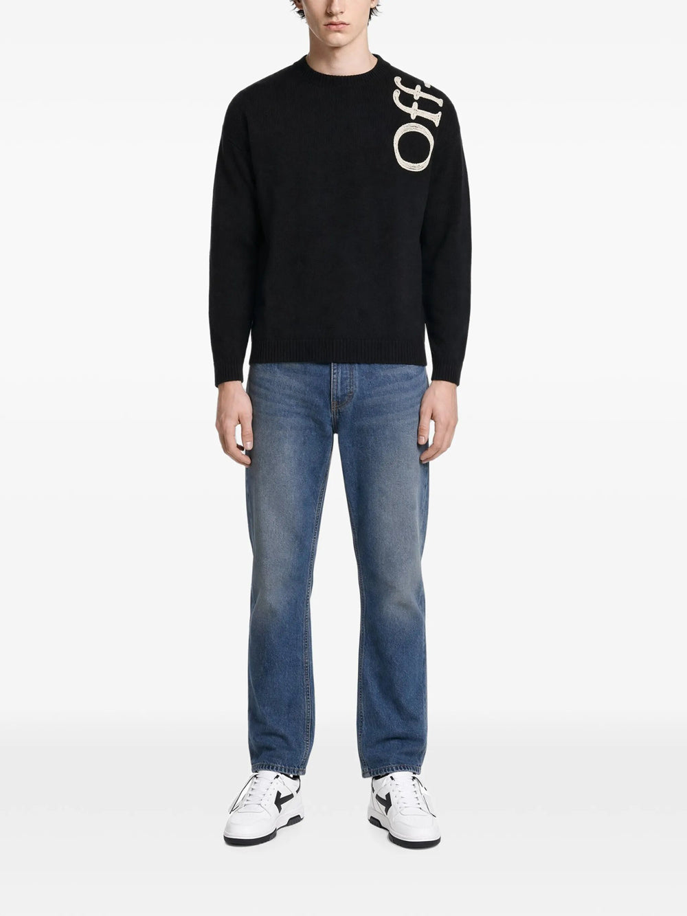 Off-White Men Vertical Bookish Knit Crewneck