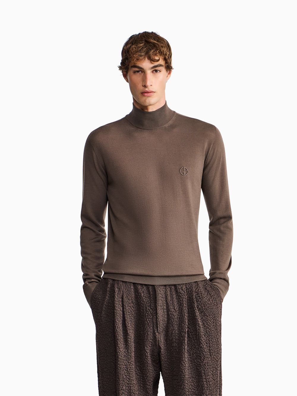 GIORGIO ARMANI Slim-Fit Sweater In Plain Knit Virgin Wool Women