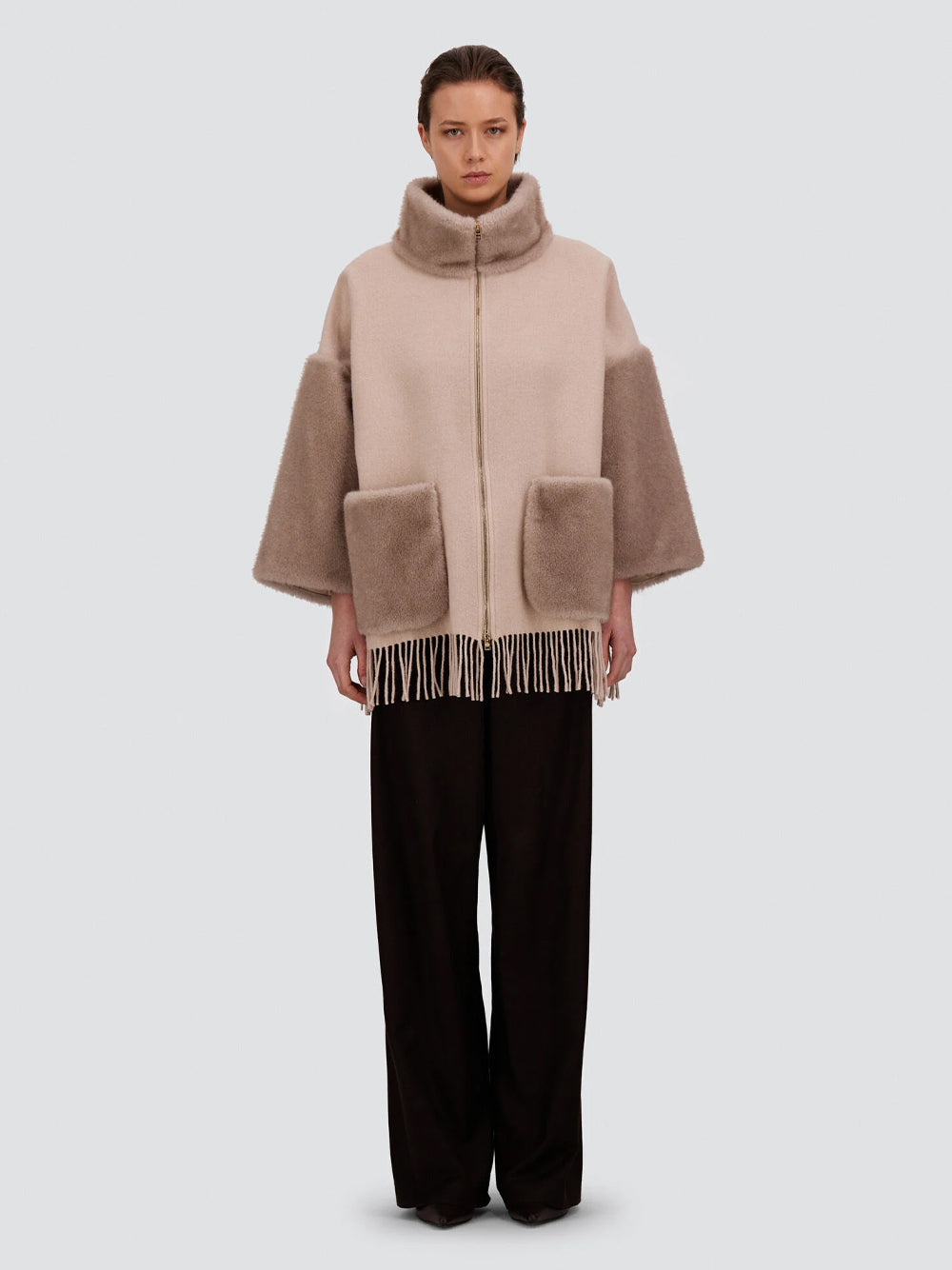 HERNO Herno Women Poncho In Lana, Cashmere E Melange Effetto Visone
