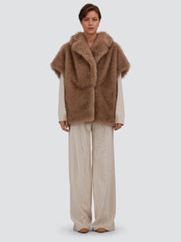 HERNO Smanicato Tocco Pelliccia A Pelo Lungo Women
