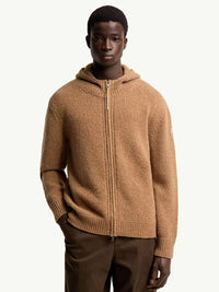 Moncler Men Felpa Con Zip E Cappuccio In Misto Lana Bouclé