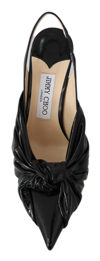 Jimmy Choo Love 100 Black Patent Leather Slingback Pumps