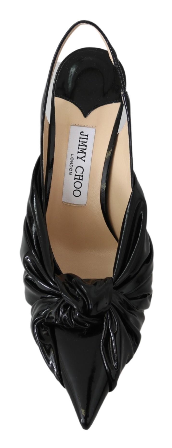 Jimmy Choo Love 100 Black Patent Leather Slingback Pumps