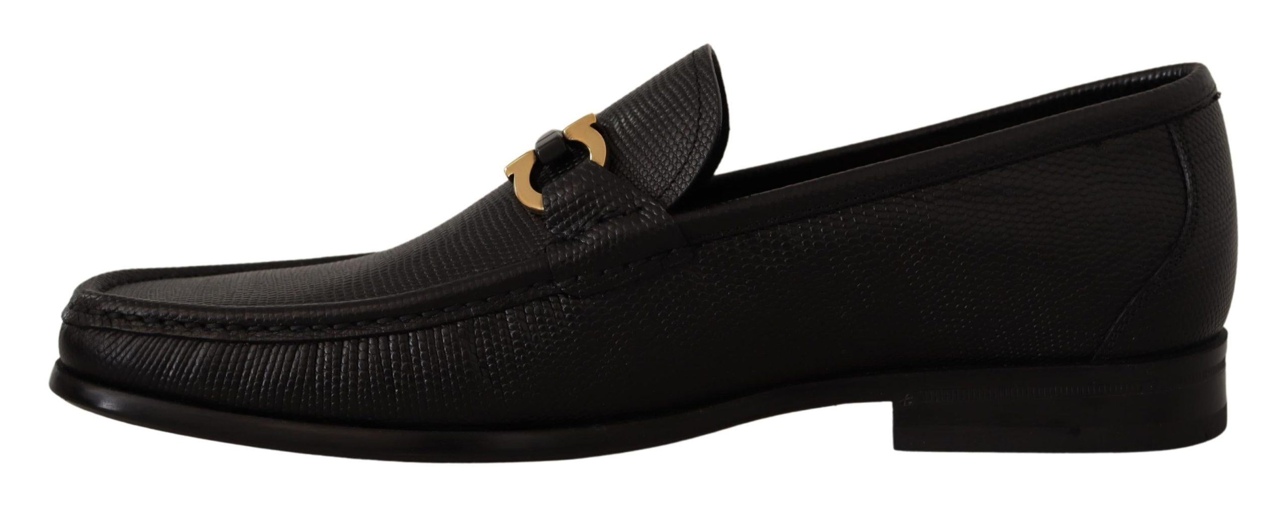 Salvatore Ferragamo  Men's Black Leather Gancini Loafers