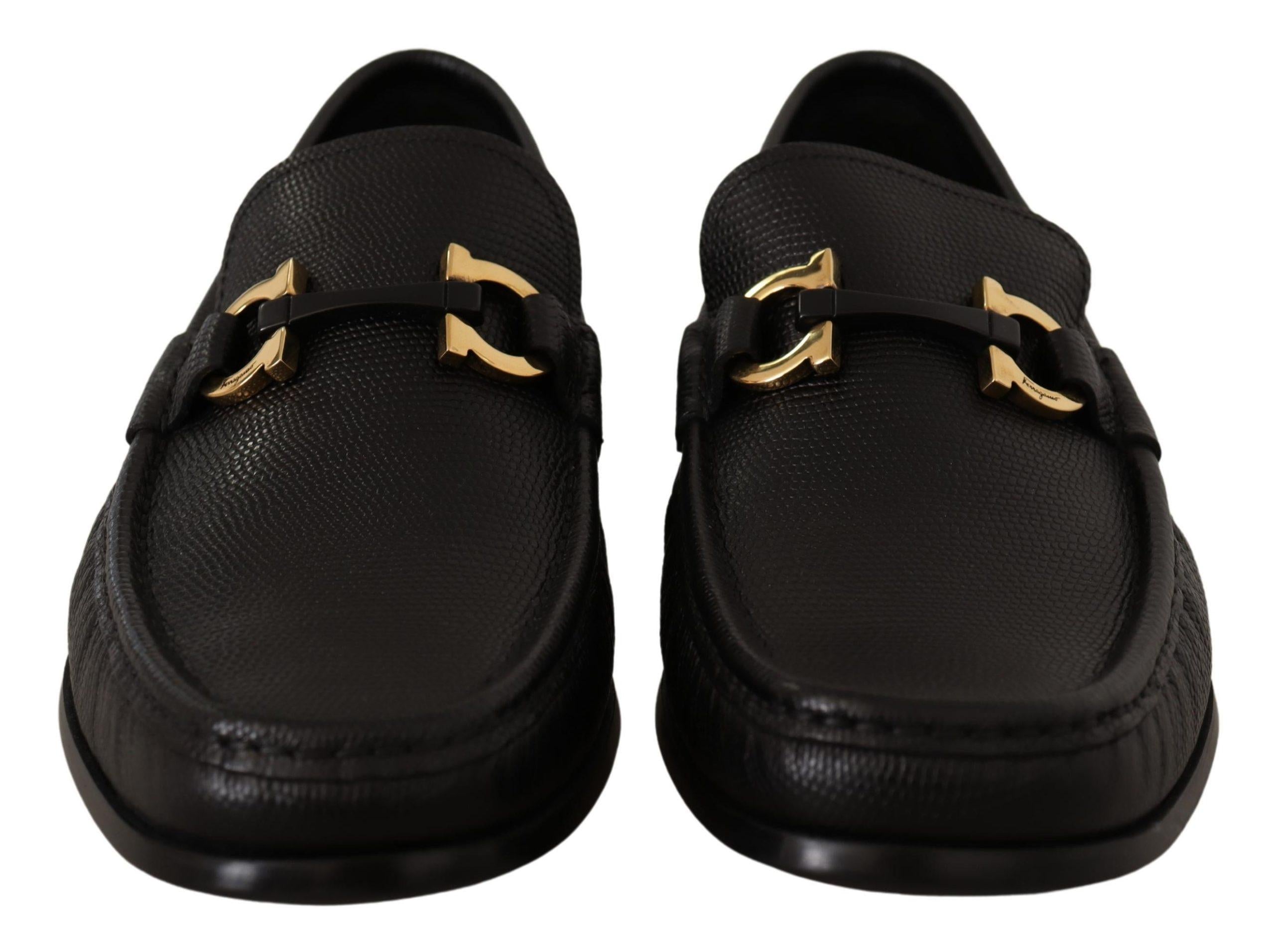 Salvatore Ferragamo  Men's Black Leather Gancini Loafers